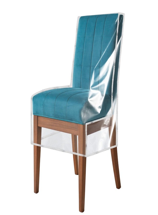 Klmnop 4 Pack Plastic Chair Covers, Clear PVC Dining Room Chairs Cover Set Fit 21W x 18.5D Inch, Waterproof Chair Cover with Backrest Seat Protector for Party Hotel Wedding No Dust/Dirt/Spill(Clear) - Image 1